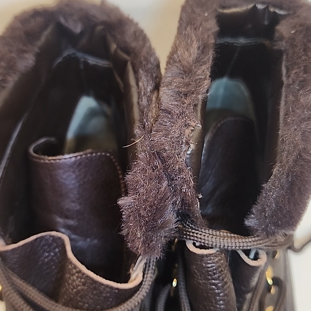 Valentina Leather Winter Boots Faux Fur Lined Lug Sole - Picture 6 of 11